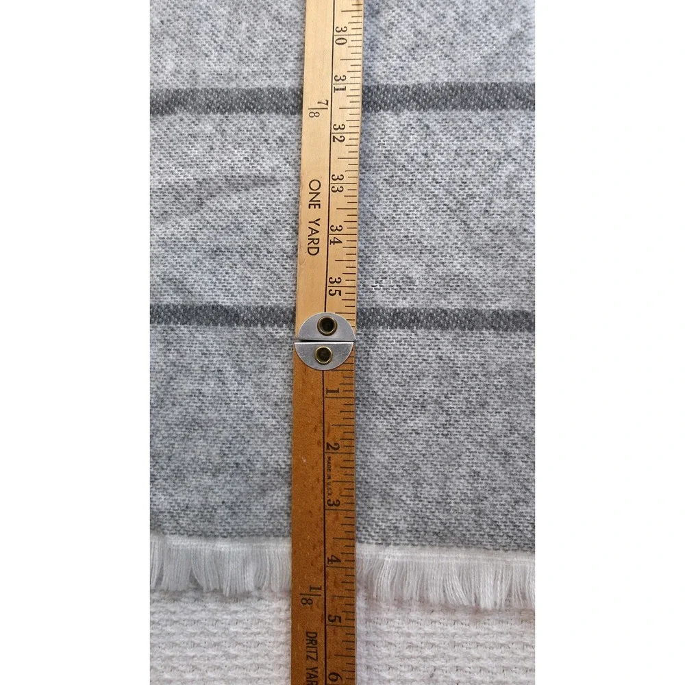 LOFT Plaid Scarf Womens OS Grey Grid Eyelash Fringe New